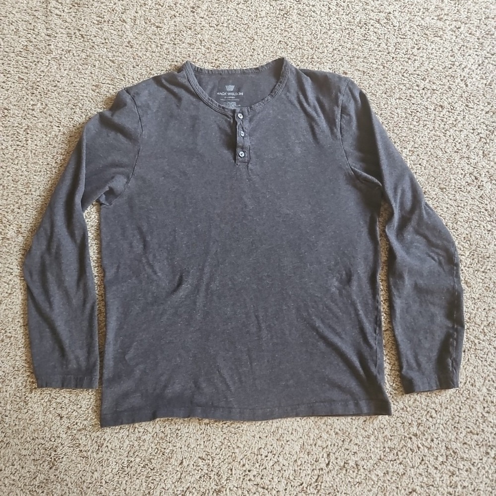 Mack Weldon Henley Shirt Men's XL Gray Long Sleeve‎ Casual Everyday Pima Cotton